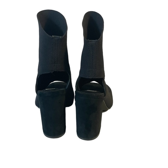 Steve Madden Black Neoprene Stretch Open Toe Ankle Bootie Block Heel Shoes Sz 6 - Picture 6 of 10